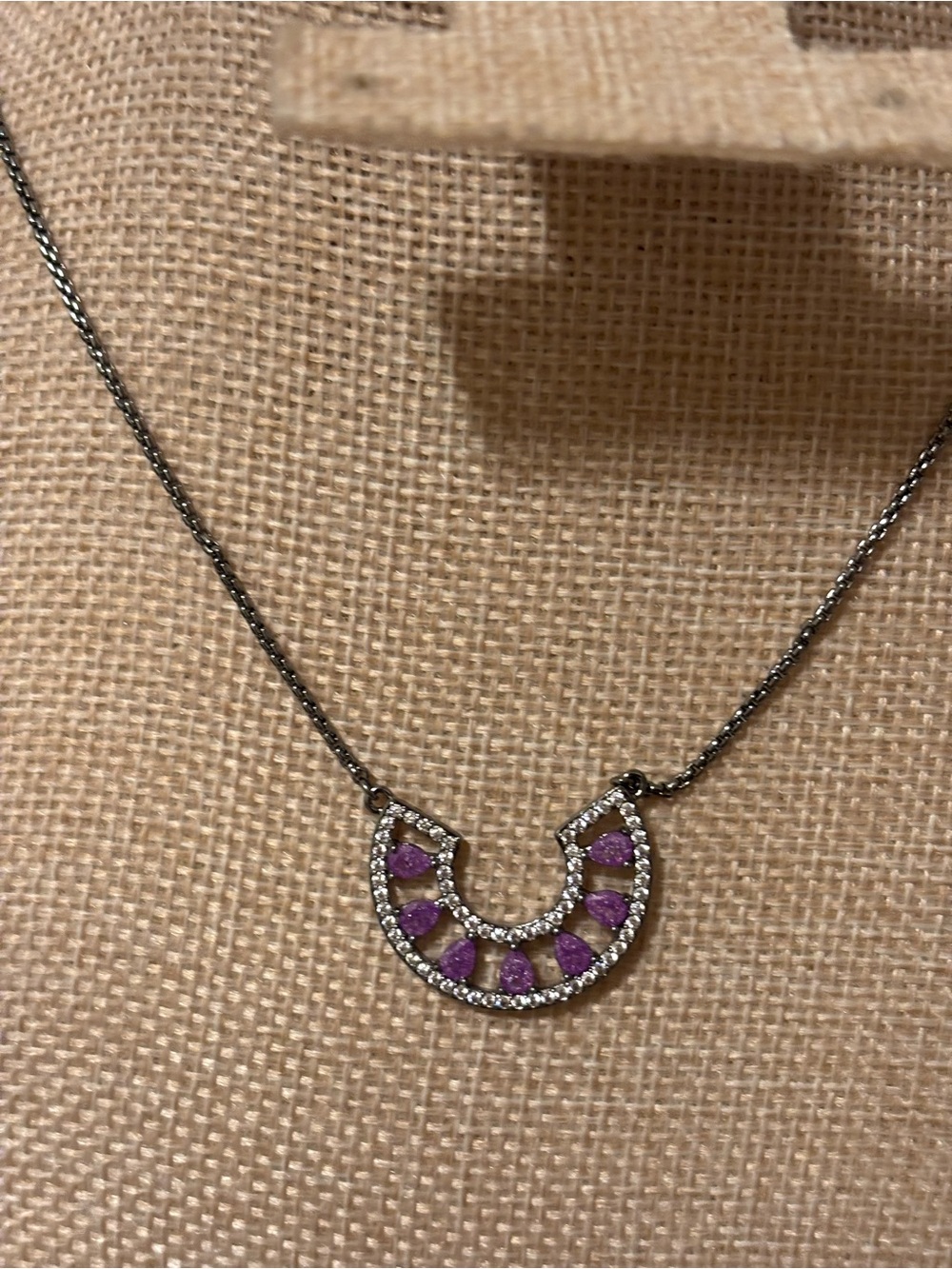 Elegant Purple Gem Crescent Necklace - Women Jewelry